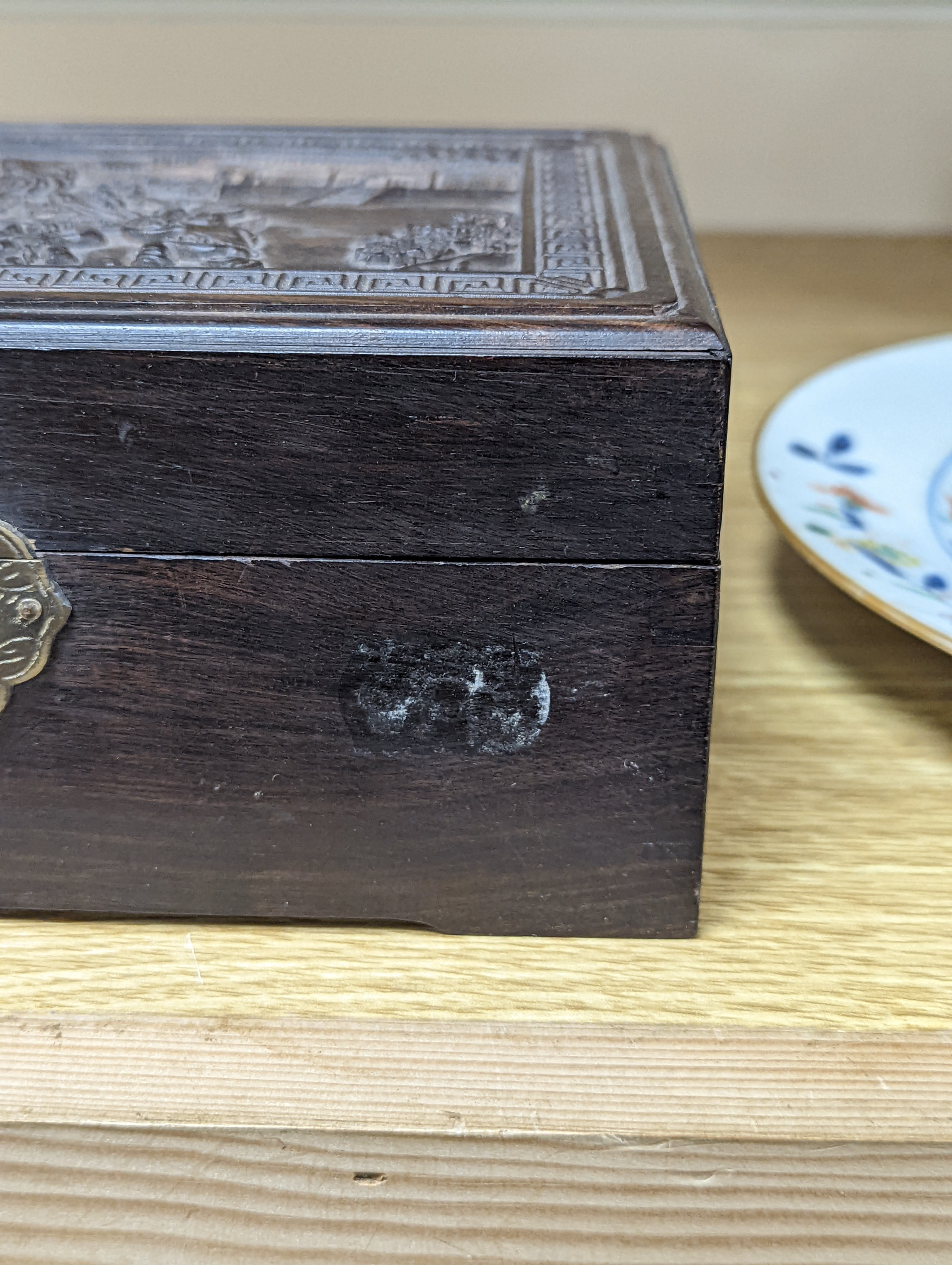 A Chinese hardwood box, 8.5in. (21.5cm)